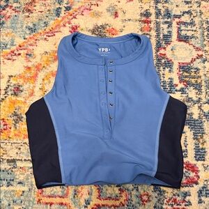 Blue and Black Sleeveless Workout top